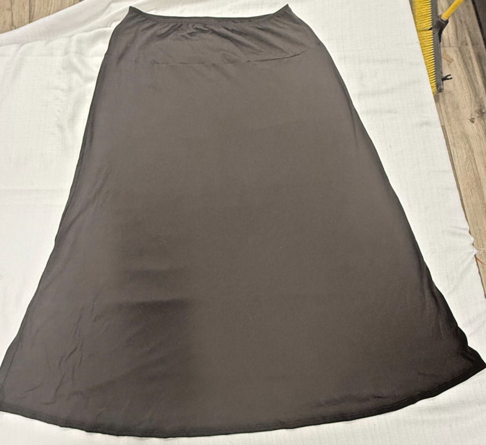 24seven Comfort Apparel Women's 1X Brown Flare Maxi Skirt Pull On NWT